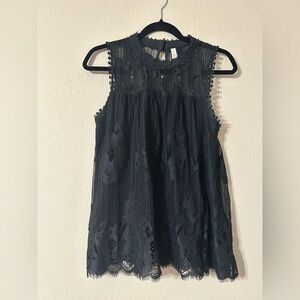 Xhilaration Black Lace Sleeveless Blouse
